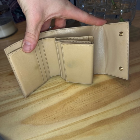 Celine Small Trifold Leather Compact Wallet Light Grey Pre Owned - Picture 3 of 6